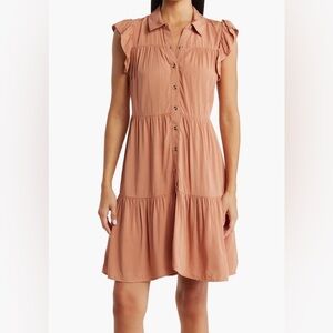 Lucky brand SZ M flutter sleeve tiered dress